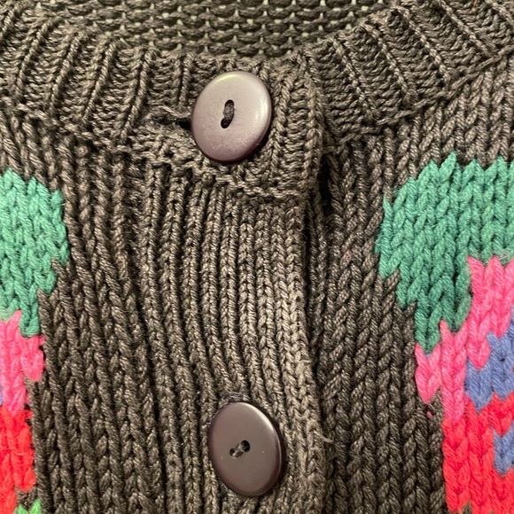 Vintage 80’s Hand Knit Gallagher Pink Floral Irish Cardigan Medium - Picture 7 of 7